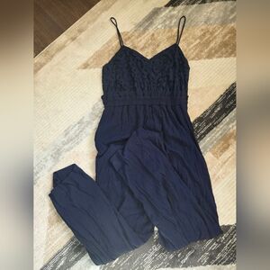 Maurices Midnight Blue Lace Jumpsuit